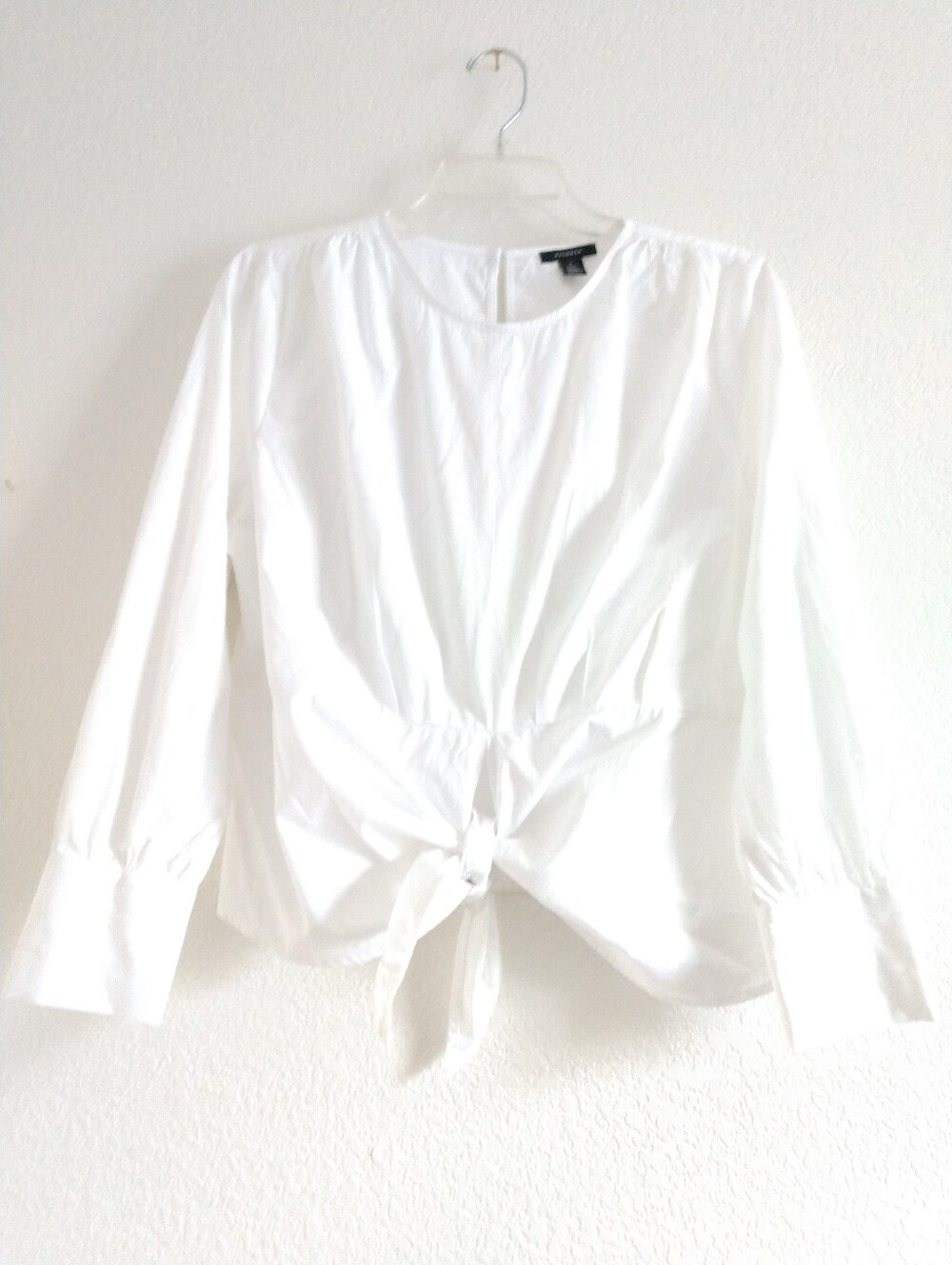 Halogen Women's White Shirt Long Sleeve Tie Front Coastal Size Large Petite LP
